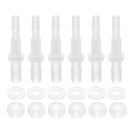 uxcell 6Pcs Plastic Hose Barb Fitting 5/32" x 1/4" Bulkhead Adapter Union Splicer Mender Pipe Connector with M6 Nut Washer for Aquarium Air Water Fuel
