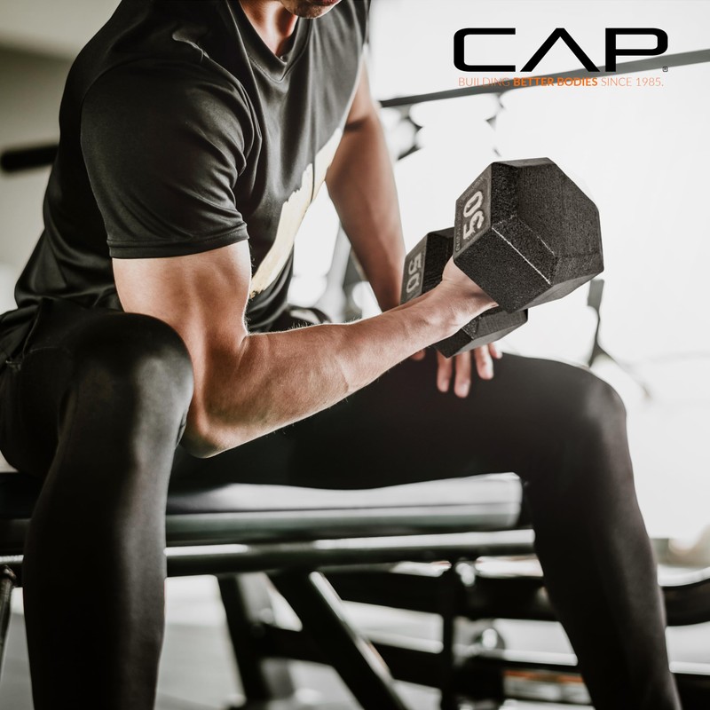 CAP Barbell Cast Iron Hex Dumbbell, Black, Single, 50 lb