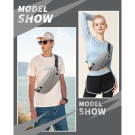 Fanny Pack for Mens Crossbody Bag, Sling Bag for Women Waist Packs Anti Theft Cross Body Belt Bag with Adjustable Strap for Running Sports Hiking Cycling Travel Walking - Grey