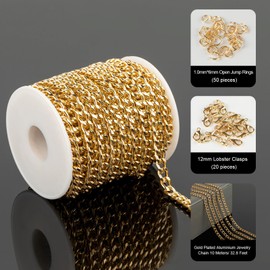 YOUBEIYEE 10 Meters Gold Cuban Link Chain Men and Women Hip Pop Necklace Choker Aluminum Chain for Jewelry Making Jewelry Supplies