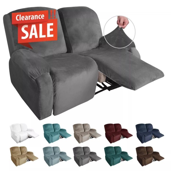 MAXIJIN Recliner Loveseat Slipcover, 6 Pieces Stretch Velvet Reclining Sofa