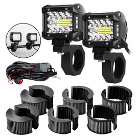 BESTZHEYU 4Inch LED ATV Lights 60W LED Work Lights Pods with 1"/1.5"/1.75"/2" Tube Clamp Mounting Bracket and Wiring Harness LED Driving Lights for 4x4, Motorcycles, SUVs, Trucks, ATVs, Cars, Boats