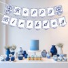 Talavera Happy Birthday Banner Blue and White Papel Picado Banner