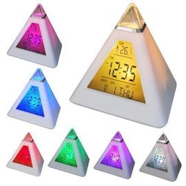 Accessotech 7 LED Pyramid Colour Changing Digital Clock with Date Alarm & Temperature