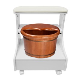 DYRABREST Portable Foot Bath Stool with Wheels, Rolling Spa Foot Rest Adjustable Manicure Pedicure Station with Removable Shelf for Salons & Home Foot Soaks, Massages & Nail Care