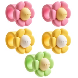 5 Pieces Flower Door Handle Covers | Silicone Anti-Collision and Noise Reducing Decorative Cushion | Easy Install Wall Protector for Home Offices