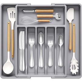 Lifewit - Organizador de cajones de cubiertos expandible, bandeja de utensilios para cocina, cubiertos y cubiertos sin BPA, almacenamiento de plástico ajustable para cucharas, tenedores, cuchillos, 33