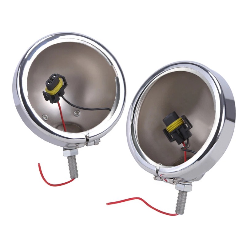 OUMURS Chrome 4.5" Spot Passing Fog Lights Lamps Housing Bucket