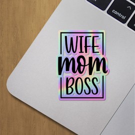 Holographic Decal Stickers of Wife Mom Boss Premium Waterproof Vinyl Decal Stickers for Laptop Phone Accessory Helmet Car Window Mug Tuber Cup Door Wall Decoration ANDVER3d39840HO