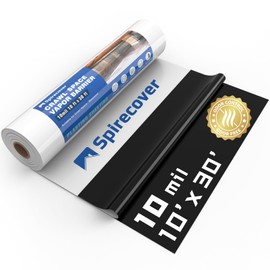 Spirecover Crawl Space Vapor Barrier, 10mil Vapor Barrier, 10'x30', Drop Cloth Vapor Barrier Covering for Crawlspace Encapsulation, Thick Plastic Sheeting, Black and White Panda Film