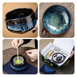 TEANAGOO Matcha Whisk Set, 7 Pcs Matcha Set, Matcha Kit for Ceremony, Matcha Tea Set for Making Breakfast/Matcha Latte, Ceramic Matcha Bowl whith Spout and Whisk, Gift for Matcha Lover