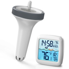Viveneat Pool Thermometer Floating Easy Read - IPX8 Swimming Pool Temperature Thermometer with Wireless Indoor Temperature, Large Display, Waterproof Rating, Pond/Hot Tub/Spa, Contemporary