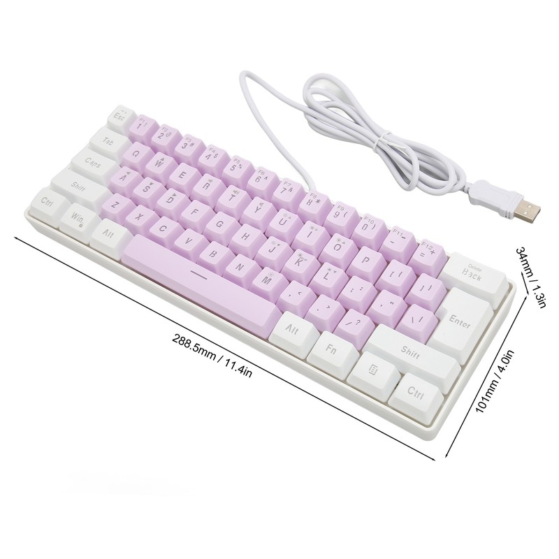 Gaming Keyboard USB 61 Keys Ergonomic Contrast Color 6 RGB