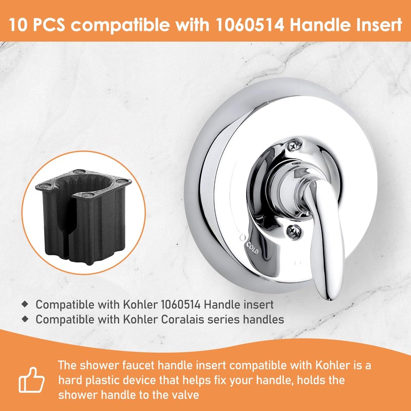 2 PCS Shower Faucet Handle Inserts for Kohler – Compatible