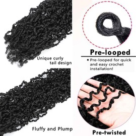 Boho Passion Twist Crochet Hair 12" - 8 Packs Natural Black Pre Twisted Mini Yanky Twist Curly Senegalese Dreadlocks Extensions Pre-looped Soft Locs Majesty Twist Braids for Women Synthetic