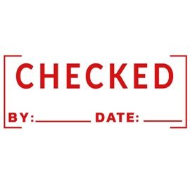 Printtoo Checked by Date Self Inking Rubber Stamp Pre-Inked Office Stamp- Home Office Business Stationery, 47 x 20 mm Red