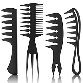 4 Pcs Peine De Estilo Para Hombres Pompadour Peinado Peine De Dientes Anchos Para El Pelo Rizado Peine De Espalda Rebanada Para Hombres Saloon...     