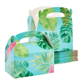 BLUE PANDA Tropical Party Favor Boxes - 24-Pack, 6 x 3 x 3 In, Teal Floral - Birthday Favor Boxes for Luau Party Decorations