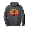 Retro Sun Minimalist Leafless Tree Design Graphic Pullover Hoodie