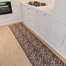 Ottomanson 1'11" x 6' Custom Size Runner Rug – Non-Slip Thin Pile Hallway Carpet – Stain Resistant, Cut-to-Fit for Kitchen, Entryway, Stairs – Leopard Print Brown