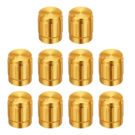 sourcing map Potentiometer Control Knob 6mm D Type Shaft Electric Guitar Power Amplifiers Stereos, Bass 180 Degrees 6x15x17mm Aluminum Plastic Knobs Gold 10PCS