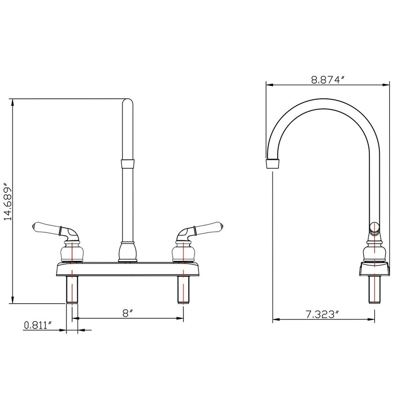 Dura Faucet DF-PK330HC-BQ RV J-Spout Kitchen Sink Faucet (Bisque Parchment)