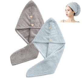 Hair Dry Towel with Ears, Dry Cap, Set of 2, Extra Thick, Quick Drying, Super Absorbent, Lightweight, Fluffy, Texture, Super Soft, Hair Care, Hair Towel, Hair Drying, Fluffy, For Long Hair, Hair