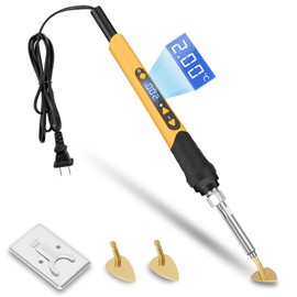 K KERNOWO Mini Iron for Crafts, 120W Small Tiny Iron for Crafts, Digital Display Adjustable Temperature Mini Patch Clothes Shoes Sewing and Hats, Portable and Lightweight (Yellow)