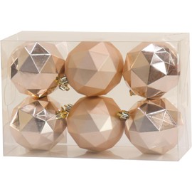 National Tree Company First Traditions Christmas Tree Ornaments, Geometric Metallic and Matte Rose Gold, Set of 6