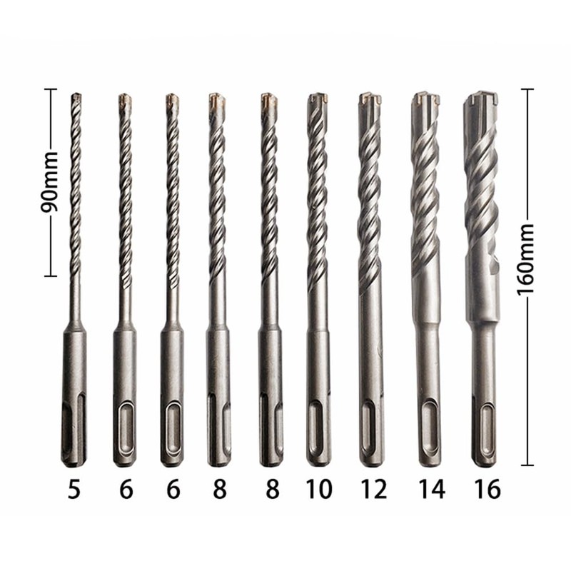 9 Piece Drill Bit Set, SDS Plus Shank, Electric Hammer