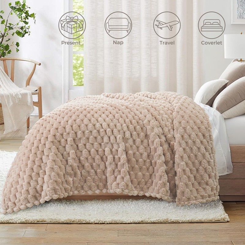 Whale Flotilla Cuddly Blanket, Fluffy Blanket with 3D Jacquard Pattern,