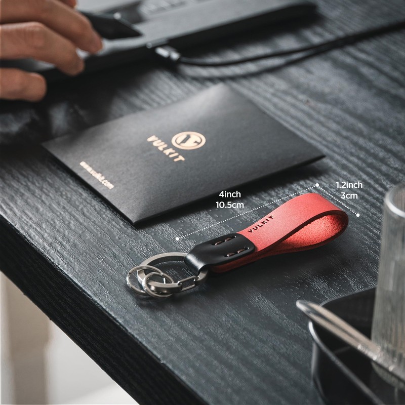 VULKIT Llavero de cuero genuino para hombres y mujeres Accesorios