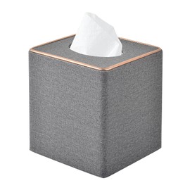 XNONE Tissue Box Cover Pu Leather Tissue Box Holder Square Tissue Organizer Napkin Dispenser for Home,Office,Restaurant,Dresser,Car,Bathroom Decor (Grey)