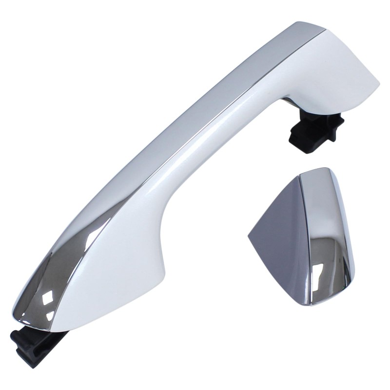 ApplianPar Front Passenger Side Exterior Door Handle Chrome and White