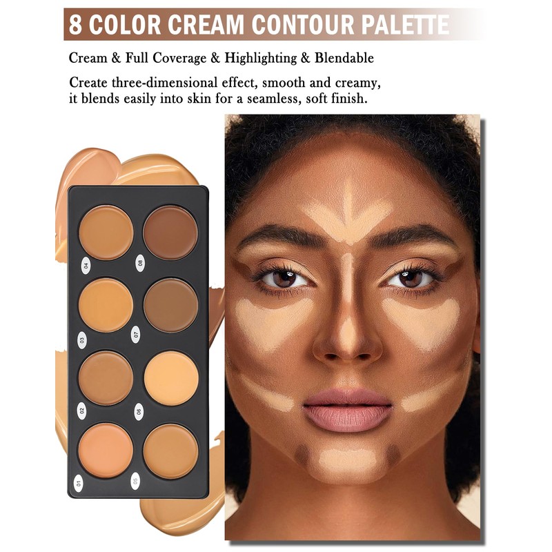 Cream Contour Palette Makeup, Long Lasting Full Coverage Concealer for