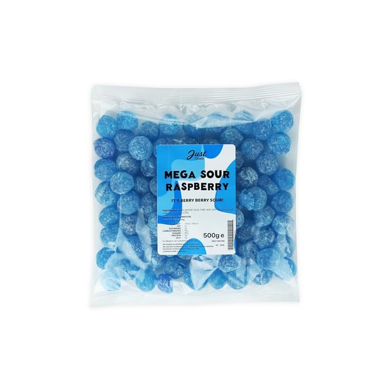 Just Treats Mega Sour Raspberry 500g Share Bag