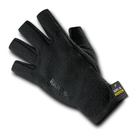 Rapdom Tactical Polar Fleece Half Finger Gloves, Black, X-Large