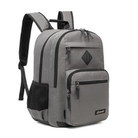 TRAILKICKER Classic Carry-on Travel Backpack, Laptop Backpack with Padded 17 inch Laptop Sleeve, Multi Pocket College Backpack, Casual Daypack Backpacks - Grey