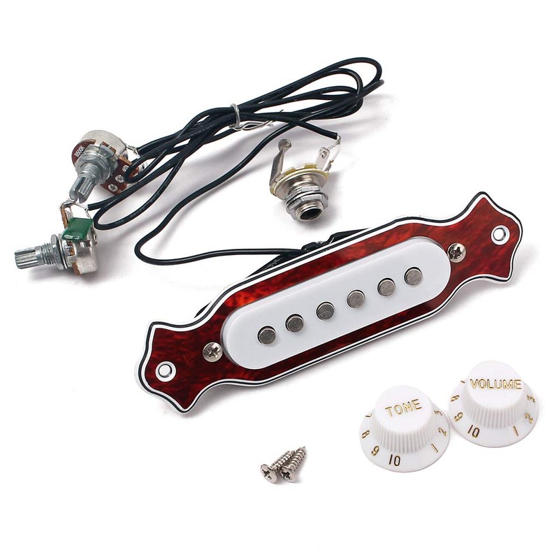 Alnicov Red Chelonian Shell Sound Hole Magnetic Pickup with Tone