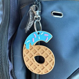 Ice Cream Drip Number Bag Tag:_Orange_Red