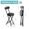 GLCS GLAUCUS Folding Stool,Cushioned Padded Folding Bar Stool,24inch Black Height