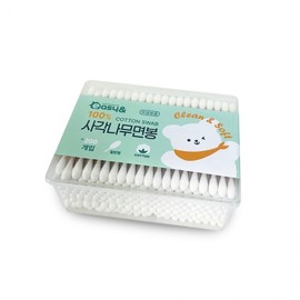 Premium Sterilized Square Wooden Cotton Swabs for Babies (200 pcs) Cosmetic Use 10ea