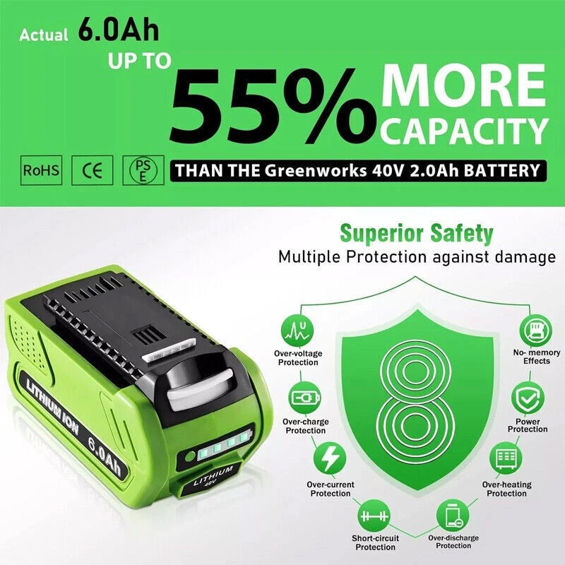 For GreenWorks 40V For Greenworks G-MAX Lithium Battery 29472 29462