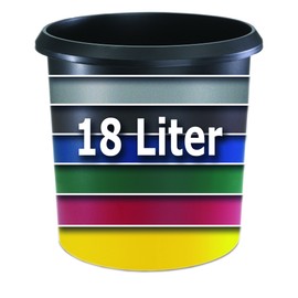 Läufer 26605 Papierkorb Allrounder 18 Liter, blau, rund, Mülleimer mit Griff, stabiler Kunststoff, Abfalleimer, auswaschbar