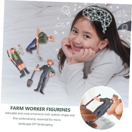 Toyvian 3pcs Lifelike Farm Worker Figurines Set Realistic Dollhouse Mini People Figures for Farm Scene Decor Includes Farmer Rancher and Worker Models