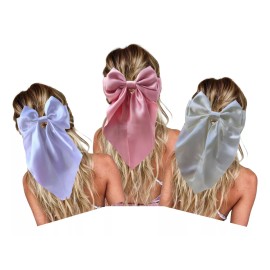 Dtup Set 3 Moño Grande Elegante Listón Satén Aesthetic Coquette