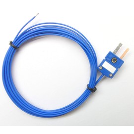 T-Type Thermocouple Type-T, PFA-Insulated Probe, Mini Connector, Exposed Sensor, 10ft, 24 Gauge