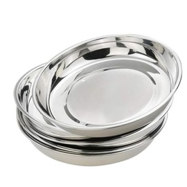 falichchch 6 Pcs Stainless Steel Plates 9.5 Inch, Stainless Steel Dinner Plates, Metal Lightweight Unbreakable Dinner Dishes Plates Set for BBQ, Snack, Salad, Appetizer, Fruit, Cookies