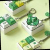 Square key cap green transparent case key ring bag decoration