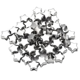 1000 Pcs Plastic Star Beads - Bracelet Making Kit, Cute Loose Beads, Small & Large Hole, Silver